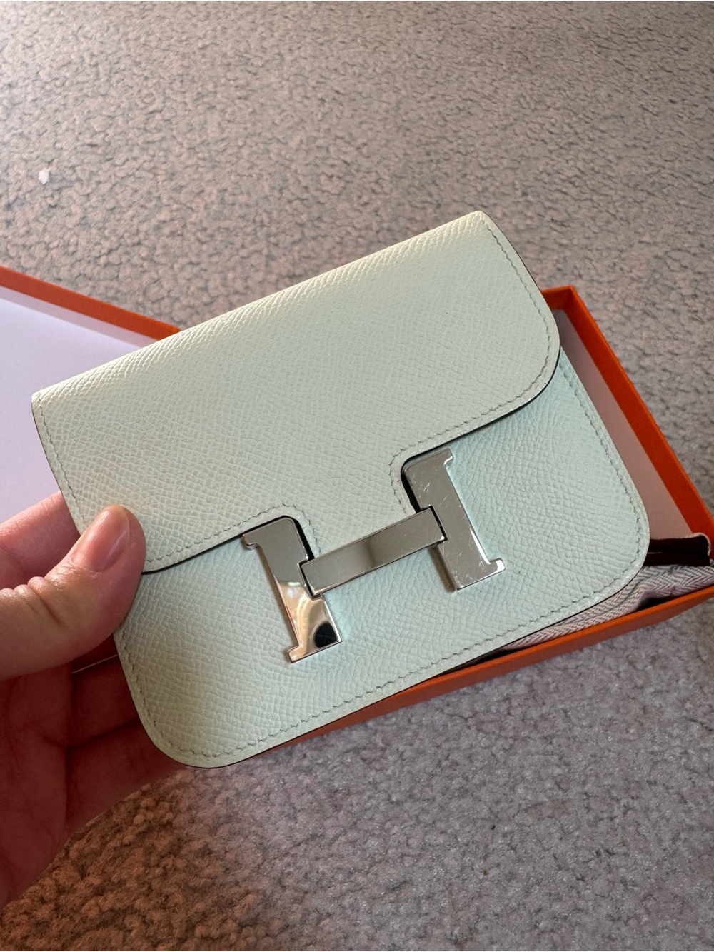 Hermes Constance Slim in Vert Fizz with Palladium Hardware